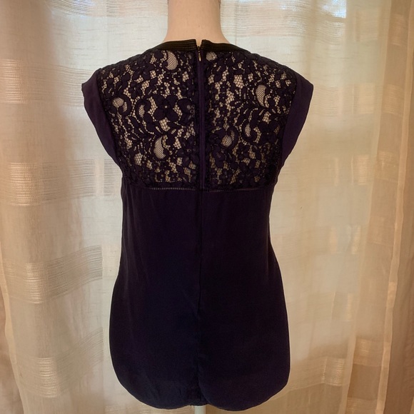 Navy Rebecca Taylor Silk Top - Picture 4 of 7